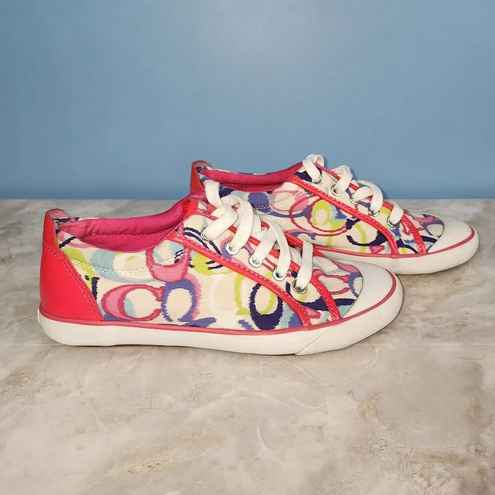 Coach Barrett Poppy Ikat low-top sneakers Sz 7.5 - Picture 2 of 7